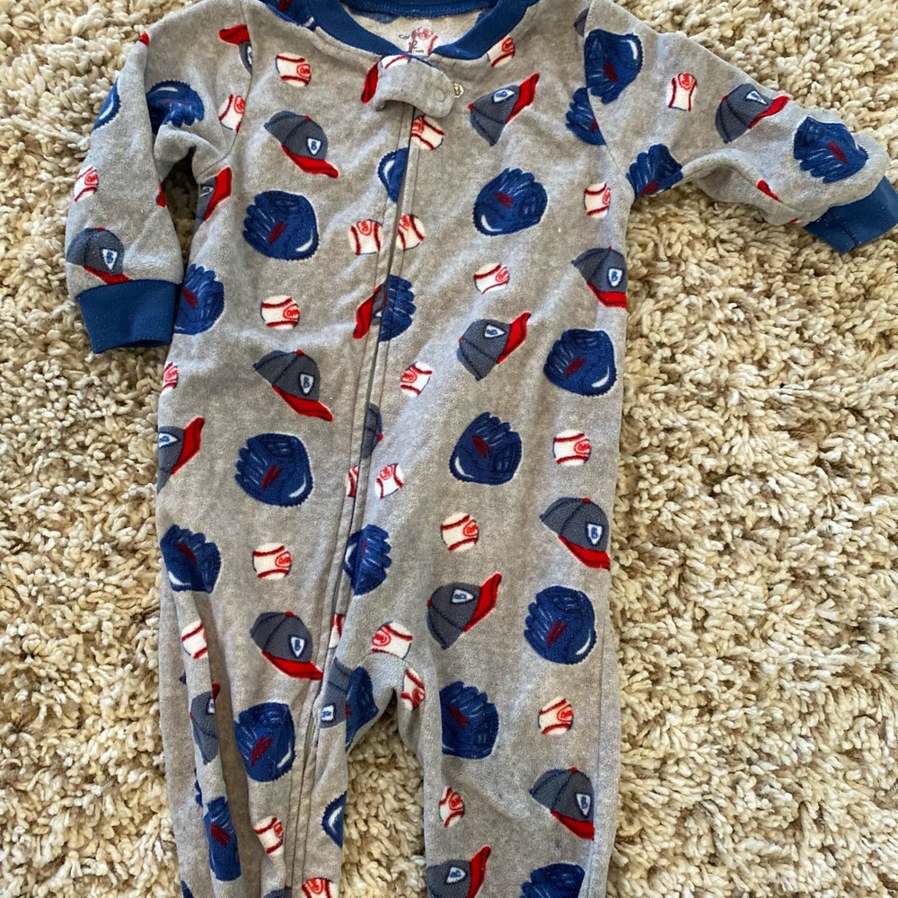 Carter’s baseball fleece sleep pajamas 12 month